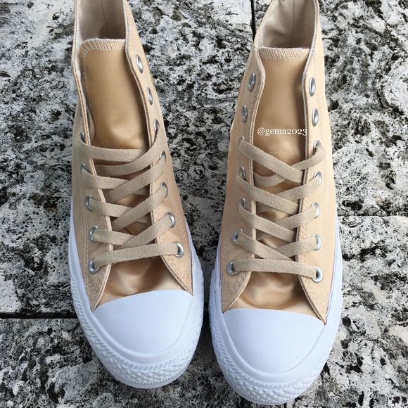 Converse Ctas HI Parchment Satin Gold Womens - Picture 6 of 6